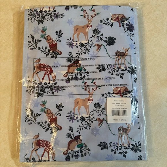 Vera Bradley MERRY MISCHIEF SNOW DAY 3 pc Reusable Market Tote Bags NWT - Picture 3 of 7